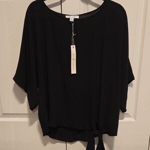 She + Sky Black Tie-Front Blouse